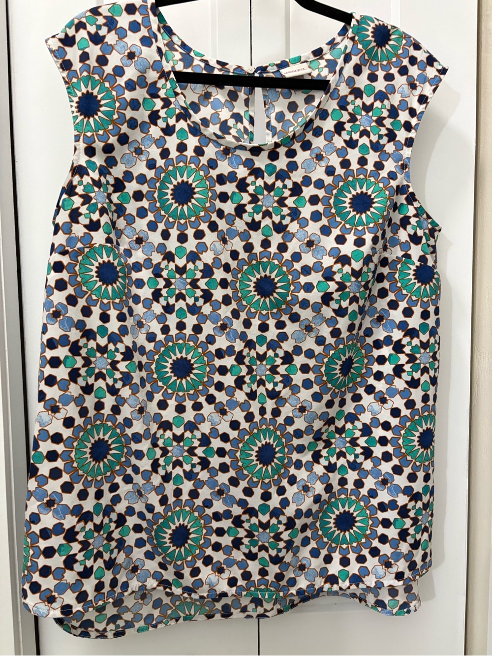 Sleeveless Geometric flowy Print Top - Blue & Green size XK
L